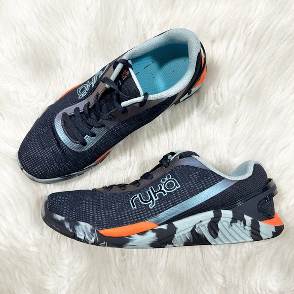 Ryka Fierce XT Women's Training Shoe Blue Orange Camo Sole Athletic Sneaker 6.5‎